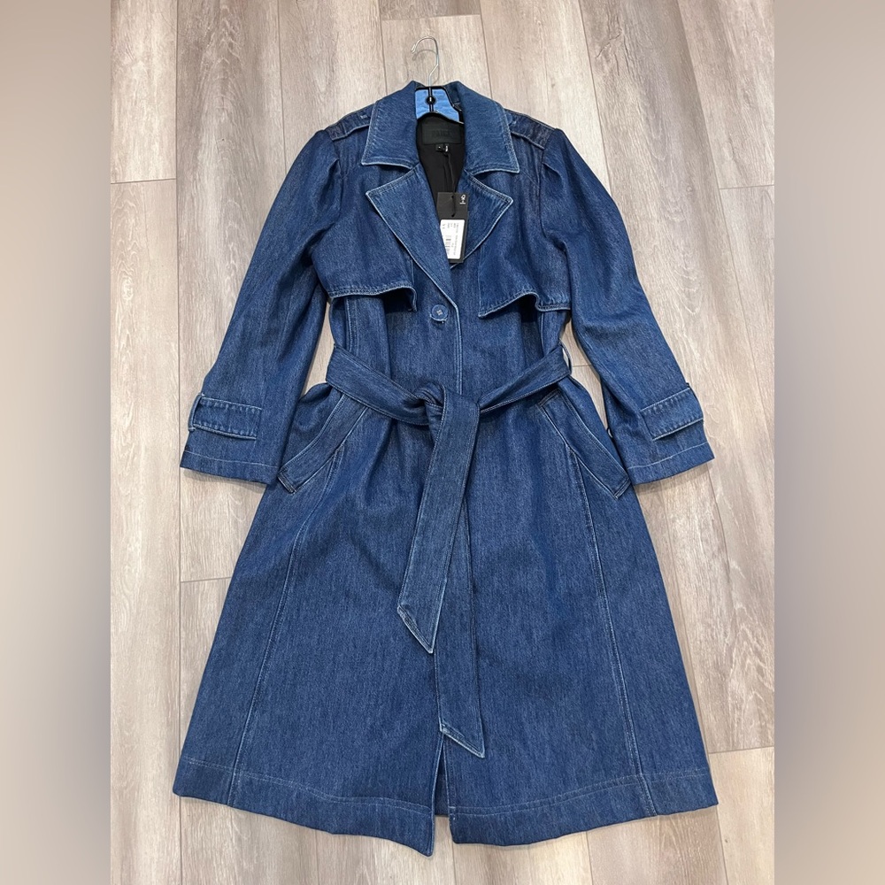 PAIGE Raina Denim Trench Coat NWT - Picture 6 of 10